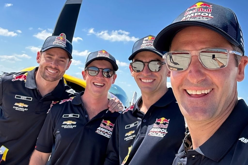 (left to right) Scott Pye, Will Brown, Broc Feeney, and Jamie Whincup. Image: Red Bull Ampol Racing Facebook