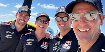 (left to right) Scott Pye, Will Brown, Broc Feeney, and Jamie Whincup. Image: Red Bull Ampol Racing Facebook