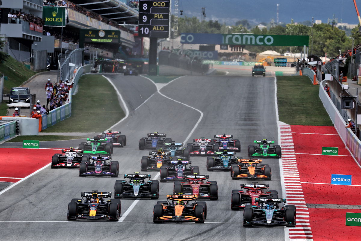 Max Verstappen won an strategic Spanish Grand Prix from Lando Norris despite a late charge from the McLaren driver. Image: Moy / XPB Images