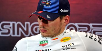 Following qualifying for the Singapore Grand Prix, Max Verstappen made a point by saying very little. Image: Rew / XPB Images