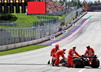 Max Verstappen has topped a practice session in which he triggered a red flag after grinding to a halt on the pit straight. Image: Batchelor / XPB Images