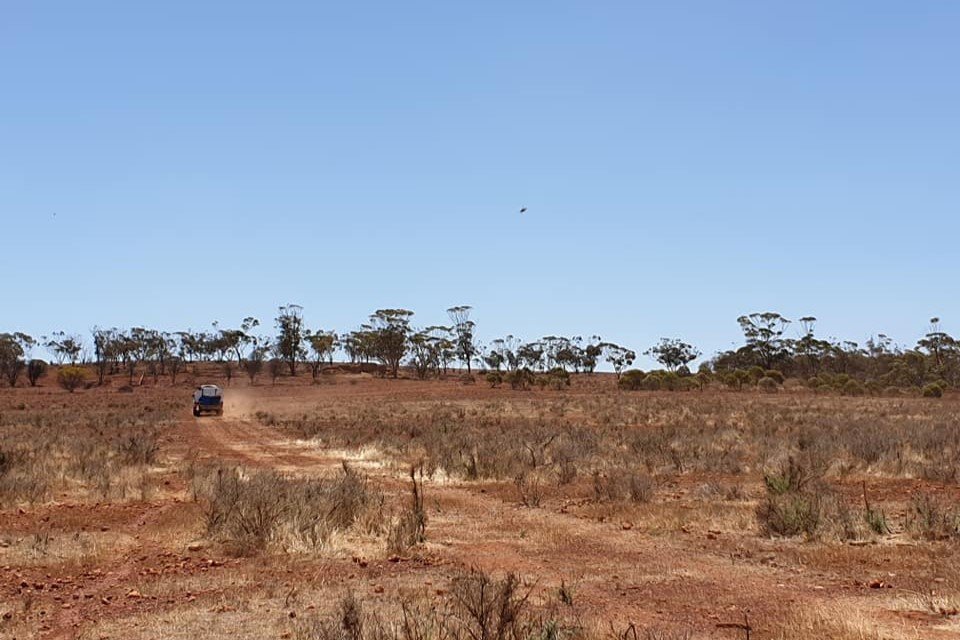 Track marking ahead of a previous Perenjori event. Image: Off Road Racing WA Incorporated Facebook