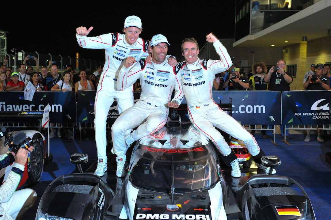 Three on the bounce for Antipodeans Mark Webber and Brendon Hartley and German Timo Bernhard in the World Endurance Championship pic: Musson/PSP Images