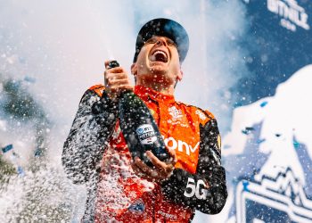 Will Power celebrates 44th career victory at Portland International Raceway.