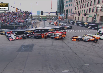 Will Power incurred one of his four penalties for emergency service after being turned around on Lap 1 of the Detroit Grand Prix. Image: Stan Sport