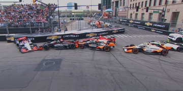 Will Power incurred one of his four penalties for emergency service after being turned around on Lap 1 of the Detroit Grand Prix. Image: Stan Sport