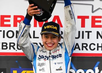 William Calleja celebrates his WSK Mini Super Masters Series Championship win