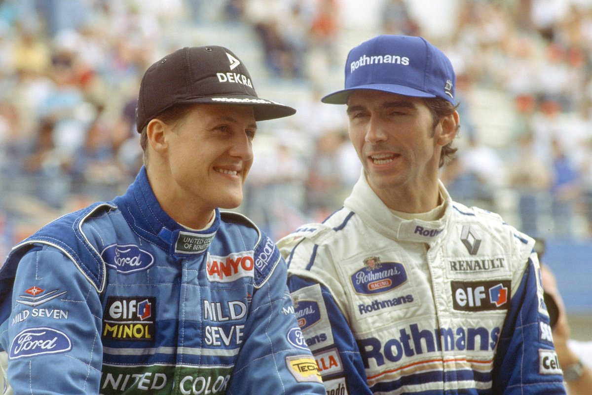 Michael Schumacher with Damon Hill. Image: Photo4 / XPB Images