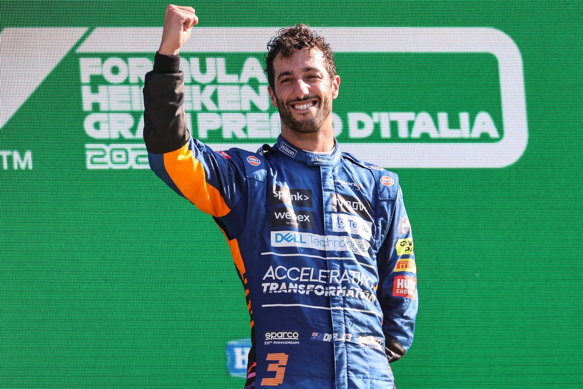 Daniel Ricciardo capitalised on the work of Gil de Ferran to win in Italy in 2021. Image: Charniaux / XPB Images