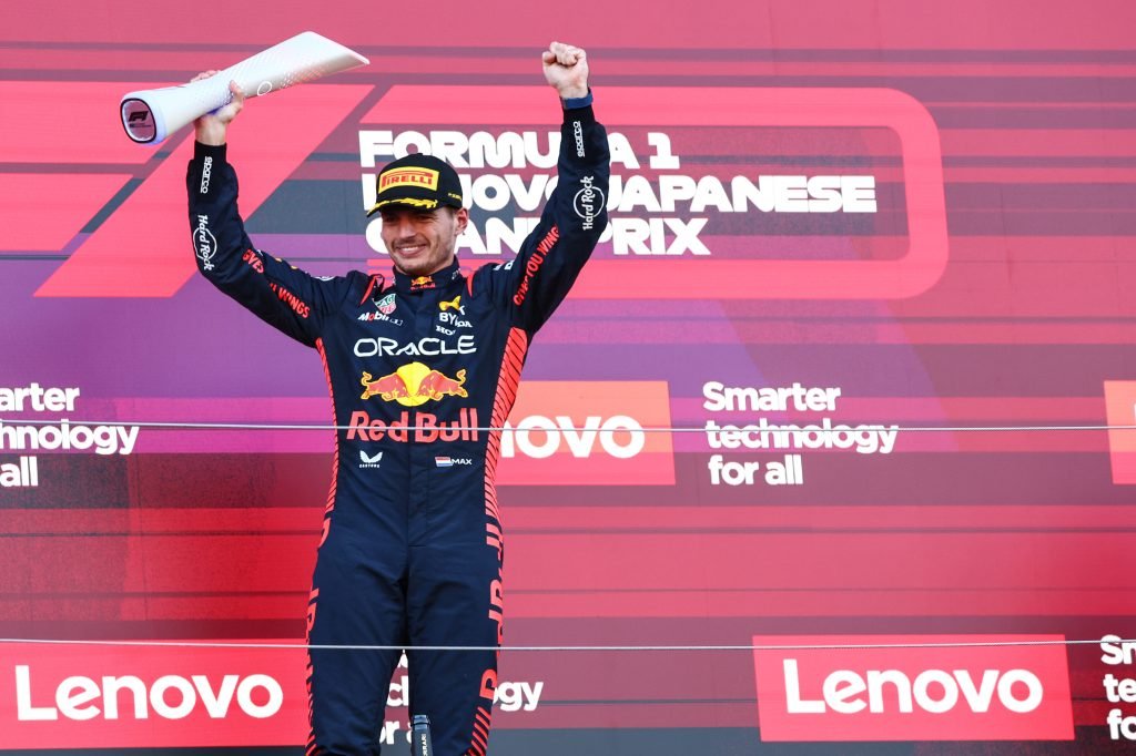 Max Verstappen savoured his moment on top of the Japanese GP podium