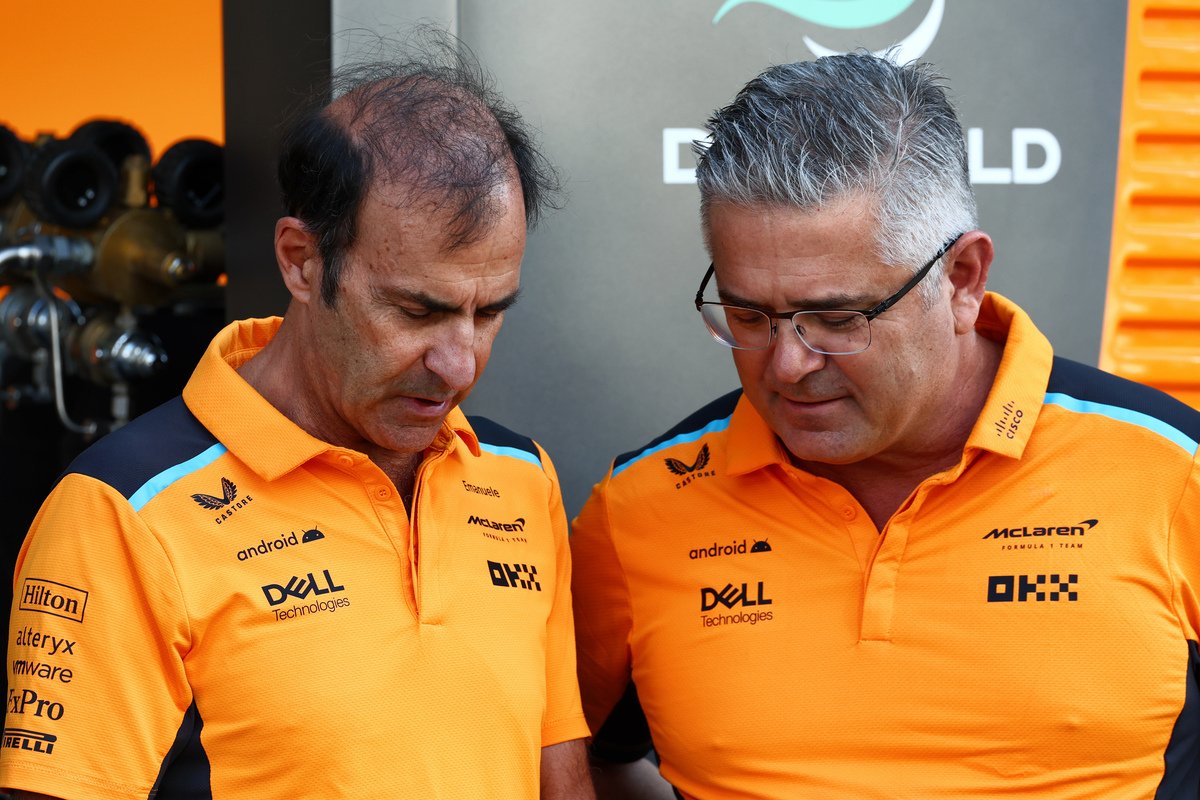 Emanuele Pirro (left) with Gil de Ferran at the 2023 Abu Dhabi Grand Prix. Image: Coates / XPB Images