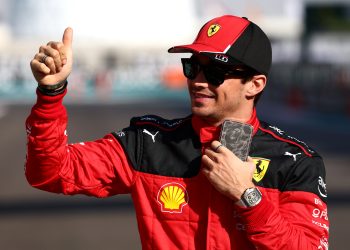 Thumbs up to a done deal. Charles Leclerc has signed a new contract with Ferrari