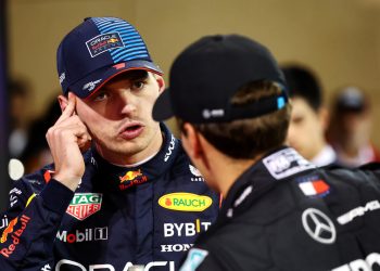 George Russell and Max Verstappen have questioned why Max Verstappen would want to join Mercedes. Image: Batchelor / XPB Images