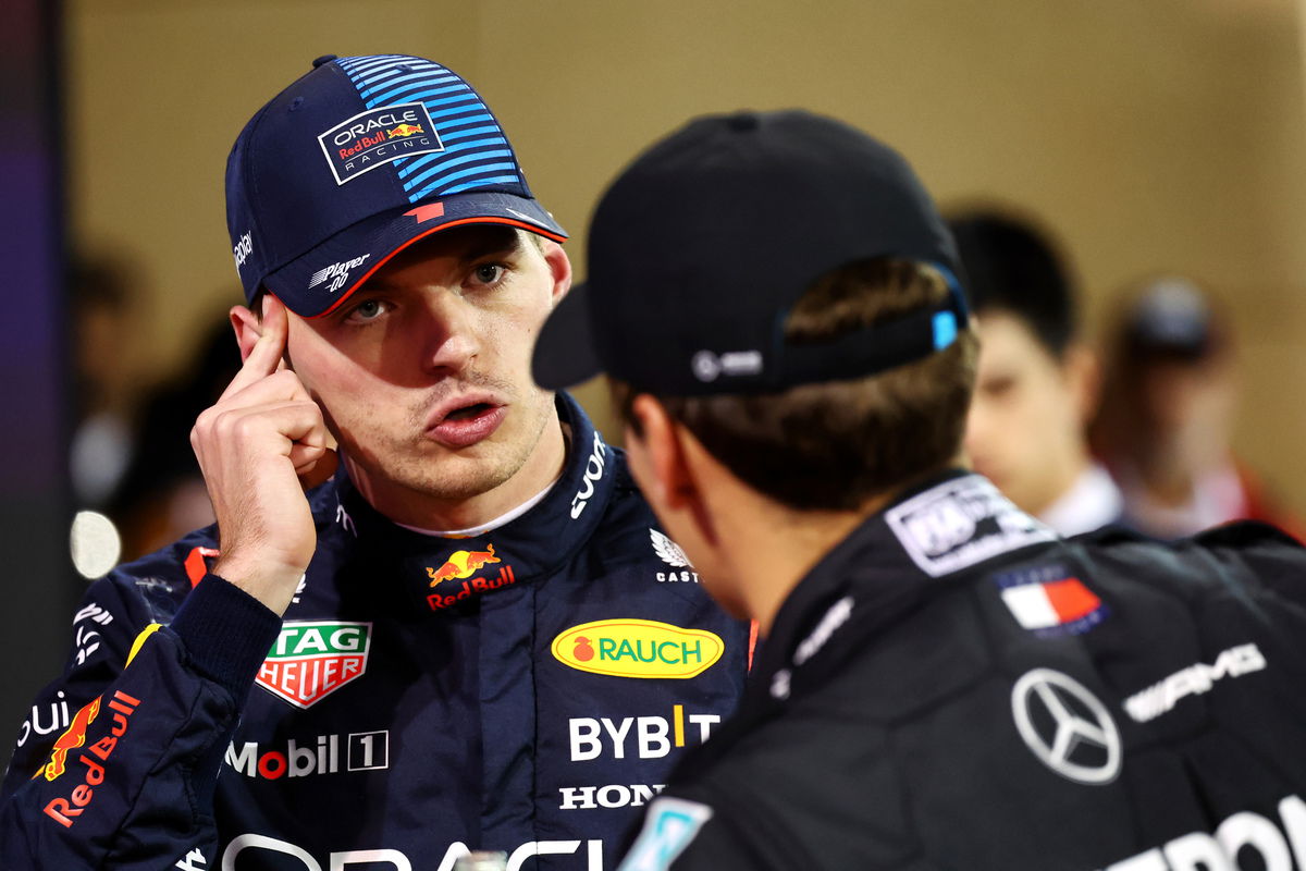 George Russell and Max Verstappen have questioned why Max Verstappen would want to join Mercedes. Image: Batchelor / XPB Images