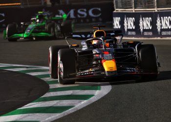 Max Verstappen was fastest in opening practice in Saudi Arabia. Image: Charniaux / XPB Images