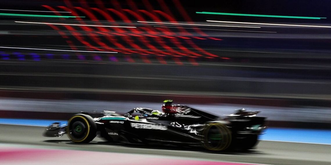 Lewis Hamilton was warned and Mercedes fined for a near miss in Free Practice 2. Image: XPB Images