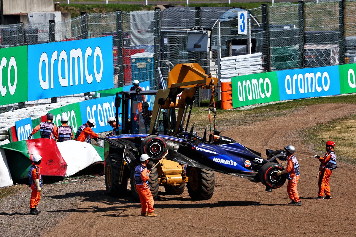 Williams has confirmed it will send the chassis Alex Albon crashed on the opening lap of the Japanese Grand Prix back to its Grove factory. Image: Charniaux / XPB Images