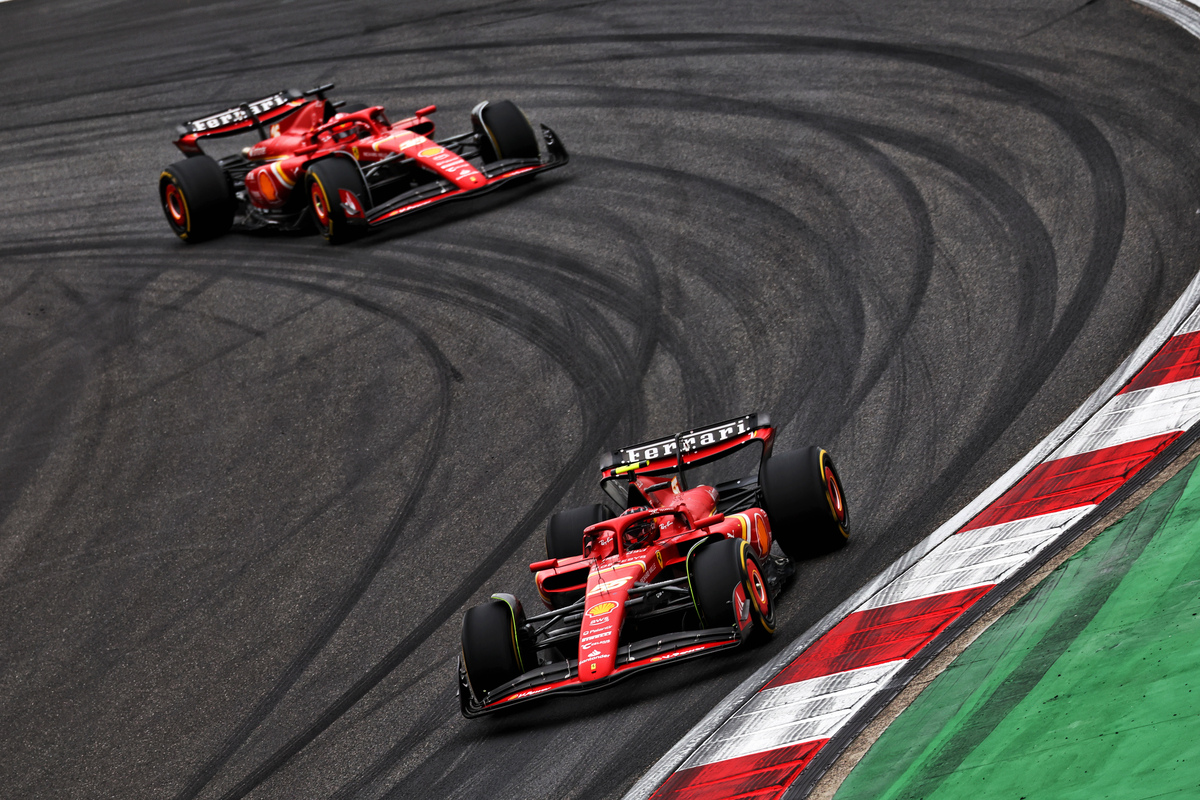 Charles Leclerc has criticised his Ferrari team-mate for his aggressive defence of fourth position during the latter stages of the F1 Sprint in China. Image: Coates / XPB Images