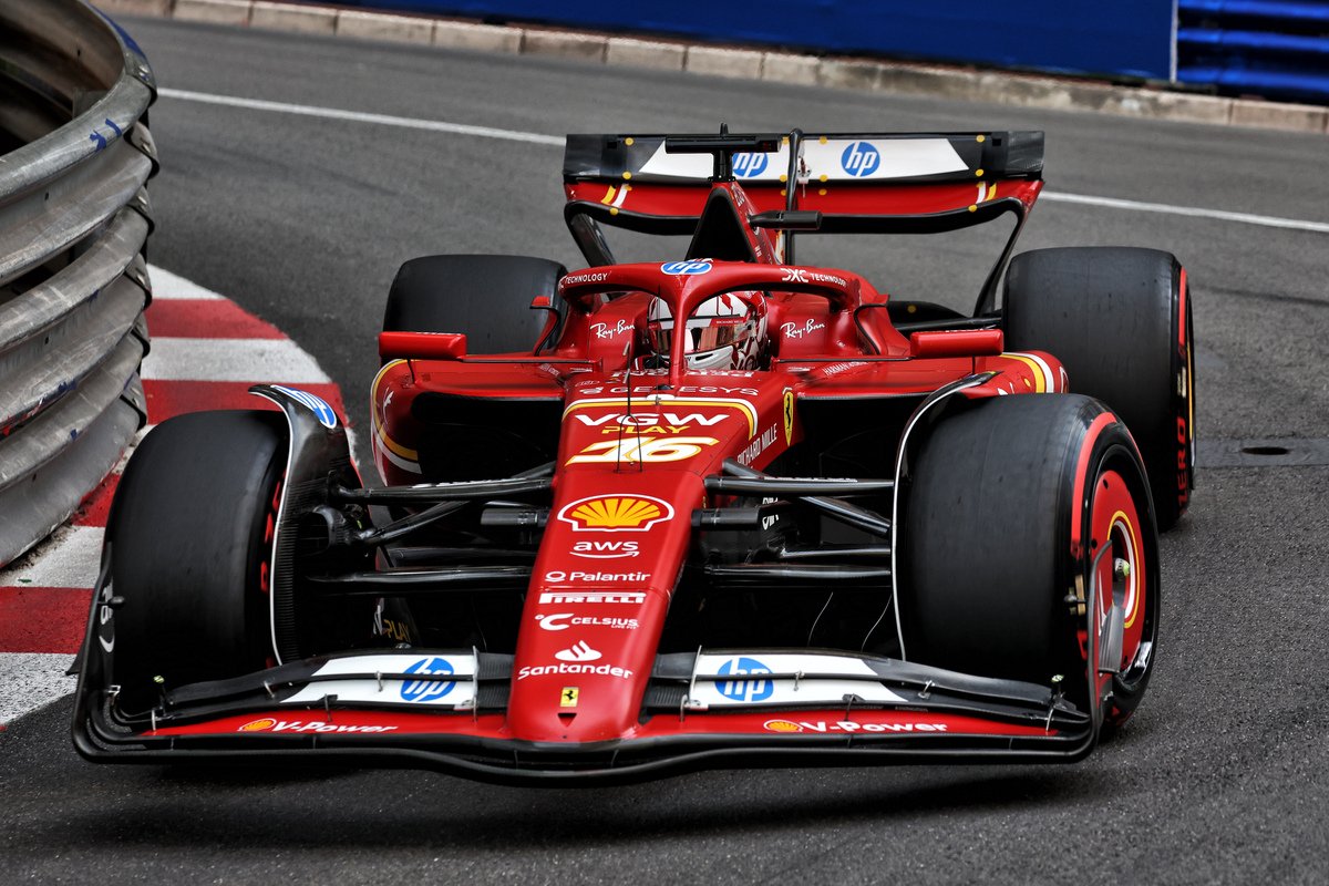 Charles Leclerc headed Lewis Hamilton at the end of Free Practice 2 for the Formula 1 Monaco Grand Prix. Image: Moy / XPB Images