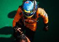 Oscar Piastri celebrates winning the Hungarian GP. Image: Bearne / XPB Images