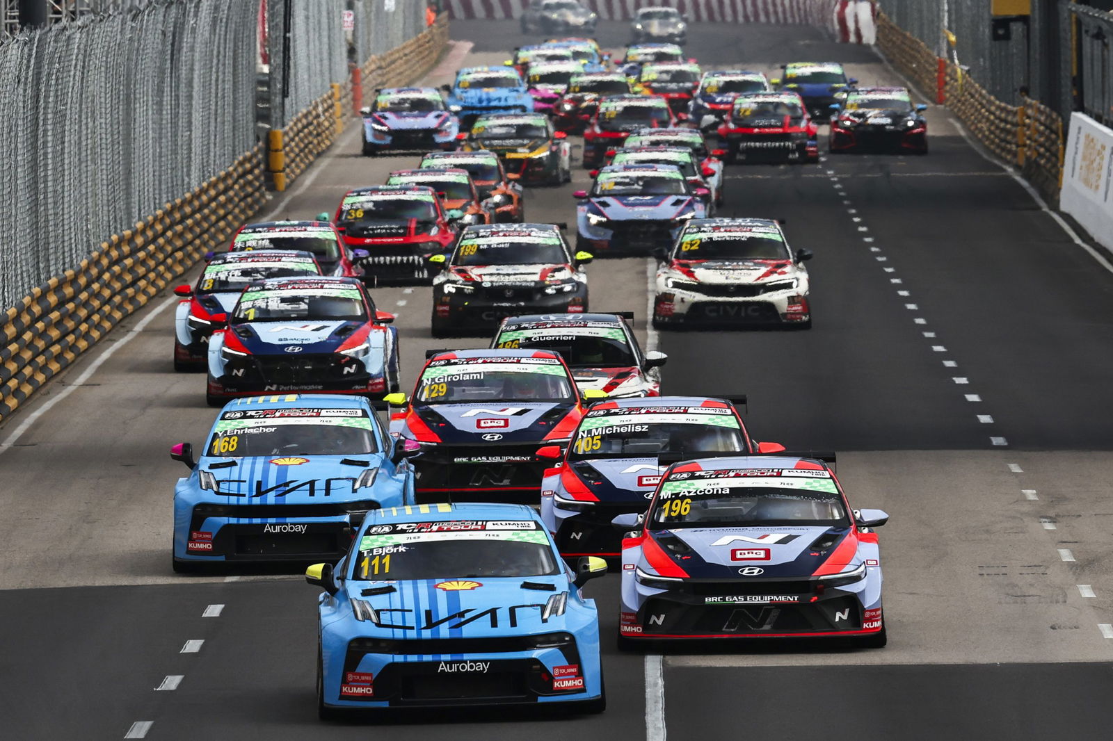 The start of the FIA TCR World Tour race at the Macau Grand Prix.