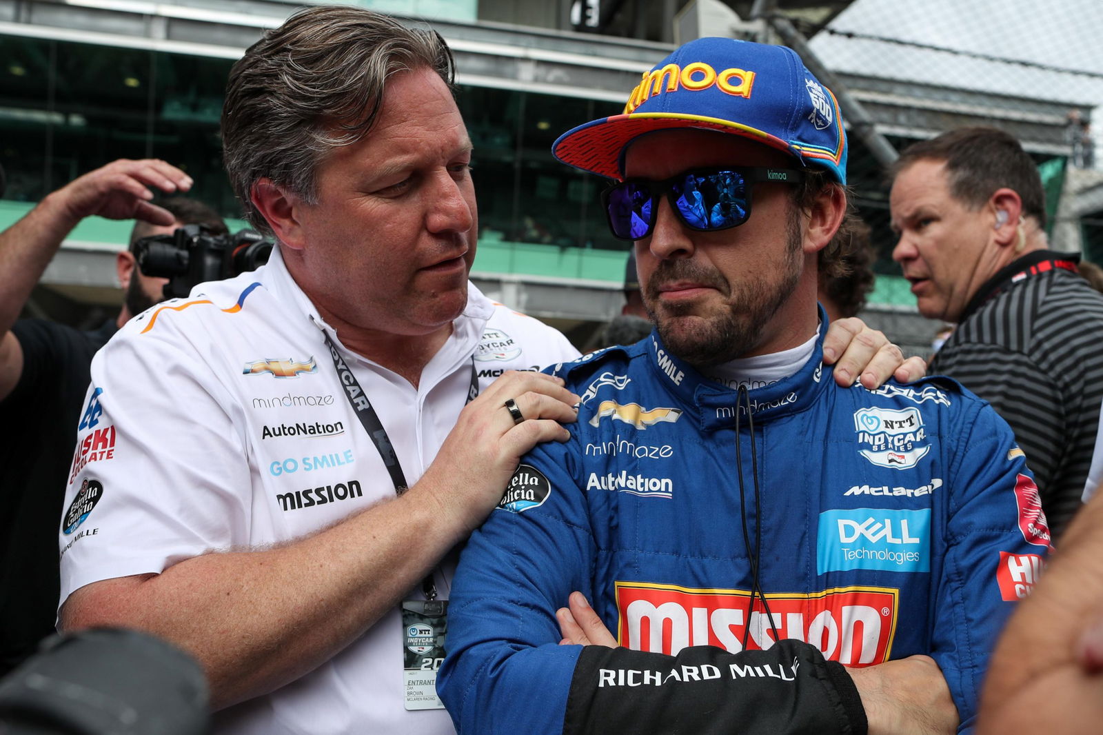 McLaren CEO Zak Brown (left) with Fernando Alonso, who failed to qualify for the 2019 Indianpolis 500.