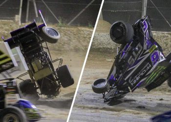 Cam Waters finds trouble. Images: Chief Racing