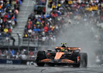 Lando Norris opening practice for the Canadian Grand Prix in mixed conditions. Image: Price / XPB Images