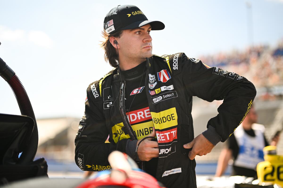 IndyCar star Colton Herta has played down his chances of switching to Formula 1 for 2026 after being linked with Cadillac. Image: Penske Entertainment/James Black