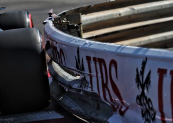 The FIA is considering not replacing the advertising banner that came loose during qualifying for the Monaco Grand Prix. Image: Coates / XPB Images