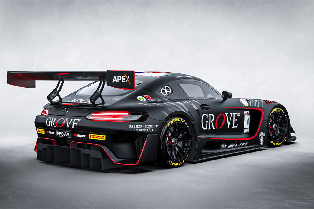 The #4 Grove Racing Mercedes-AMG GT3 to be raced at the 2025 Bathurst 12 Hour.