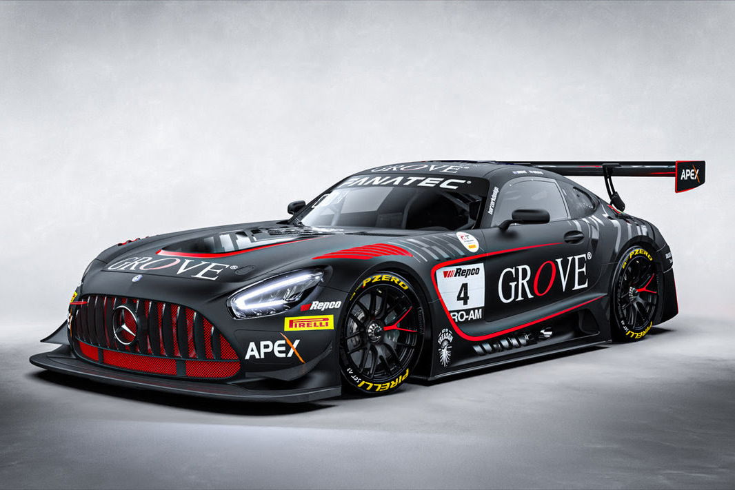 The #4 Grove Racing Mercedes-AMG GT3 to be raced at the 2025 Bathurst 12 Hour.