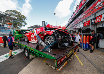 Jaxon Evans' crumpled SCT Camaro. Image: Brad Jones Racing Twitter