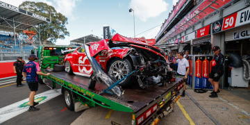 Jaxon Evans' crumpled SCT Camaro. Image: Brad Jones Racing Twitter