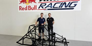 Triple Eight Race Engineering team principal Jamie Whincup (left) with Aussie Racing Cars CEO Brad Ward.