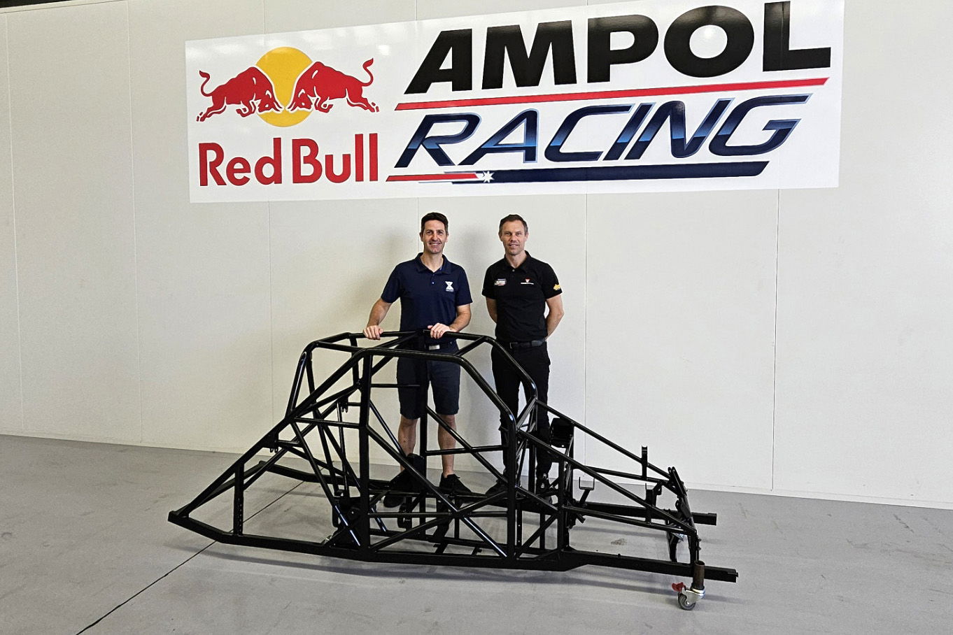 Triple Eight Race Engineering team principal Jamie Whincup (left) with Aussie Racing Cars CEO Brad Ward.