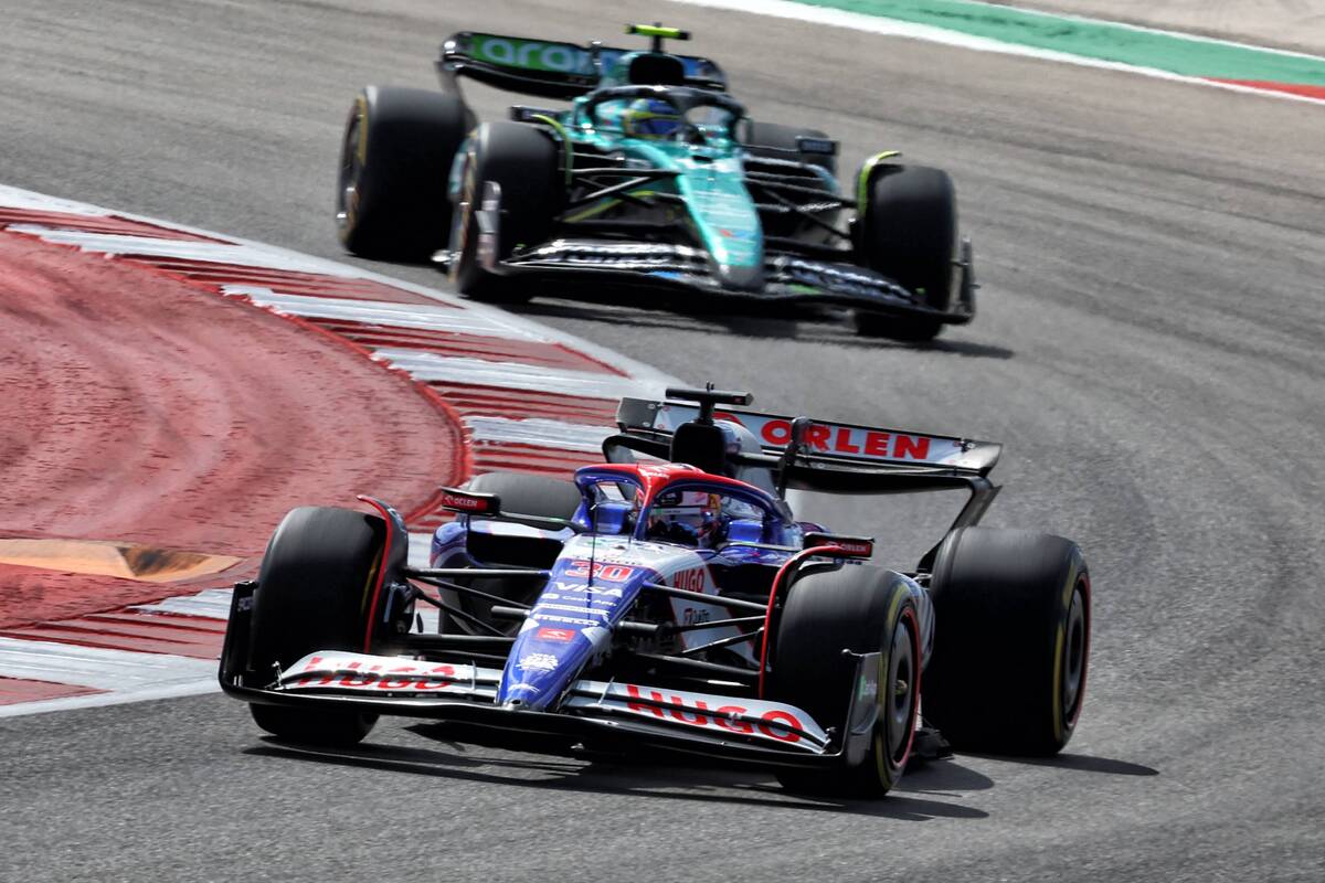 Liam Lawson and Fernando Alonso exchanged words following their battle in the Sprint. Image: Batchelor / XPB Images