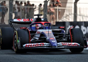 Liam Lawson suggested this weekend’s Formula 1 Abud Dhabi Grand Prix will descend into a dog-fight between RB and Haas. Image: Moy / XPB Images