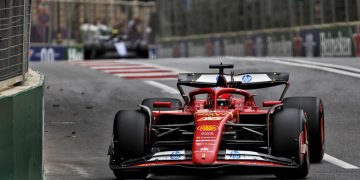 Charles Leclerc has claimed pole position for the Azerbaijan Grand Prix while Lando Norris will start from the ninth row of the grid. Image: Coates / XPB Images