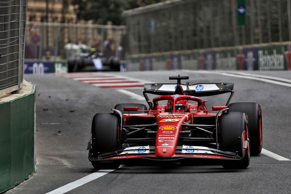 Charles Leclerc has claimed pole position for the Azerbaijan Grand Prix while Lando Norris will start from the ninth row of the grid. Image: Coates / XPB Images