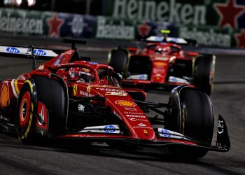 A frustrated Charles Leclerc unloaded on his race engineer, Bryan Bozzi, following the Las Vegas Grand Prix. Image: Charniaux / XPB Images