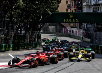 Sergio Perez is one of three drivers out of the Monaco Grand Prix less than a lap into the race. Image: Charniaux / XPB Images