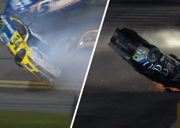 Michael McDowell and Josh Berry flipped at Daytona in the NASCAR Cup Series race. Image: Fox Sports