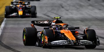 Lando Norris has obliterated the field to win the Singapore Grand Prix with ease. Image: XPB Images