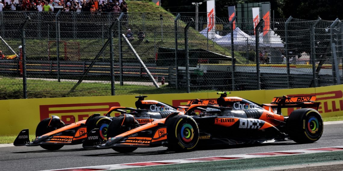 Race winner Oscar Piastri (AUS) McLaren MCL38 and Lando Norris (GBR) McLaren MCL38 at the end of the race.
21.07.2024. Formula 1 World Championship, Rd 13, Hungarian Grand Prix, Budapest, Hungary, Race Day.
- www.xpbimages.com, EMail: requests@xpbimages.com © Copyright: Charniaux / XPB Images