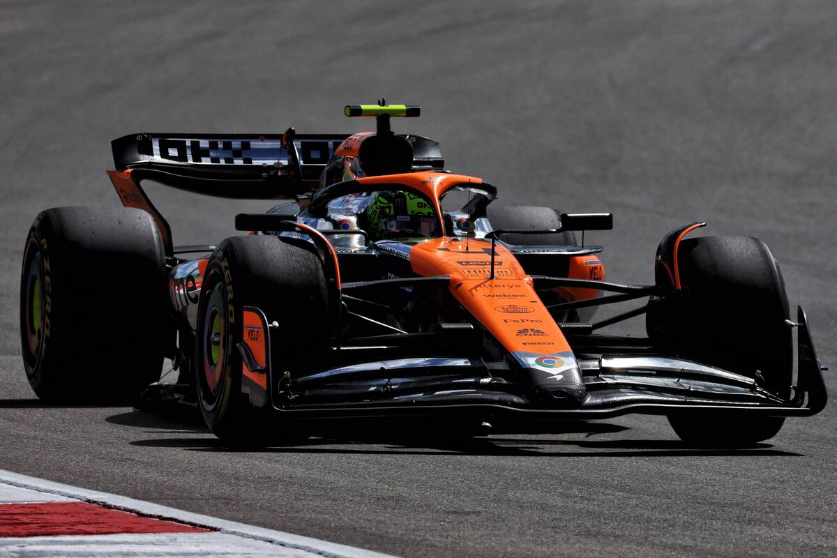 Lando Norris will start the United States Grand Prix from pole position ahead of title rival Max Verstappen. Image: Coates / XPB Images