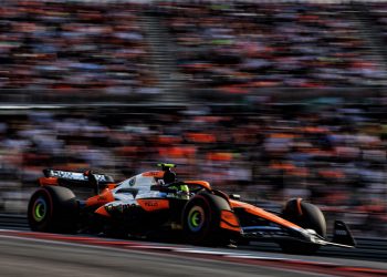 Lando Norris sealed an unlikely pole position with an aggressive lap early in Qualifying 3 for the United States Grand Prix. Image: Coates / XPB Images