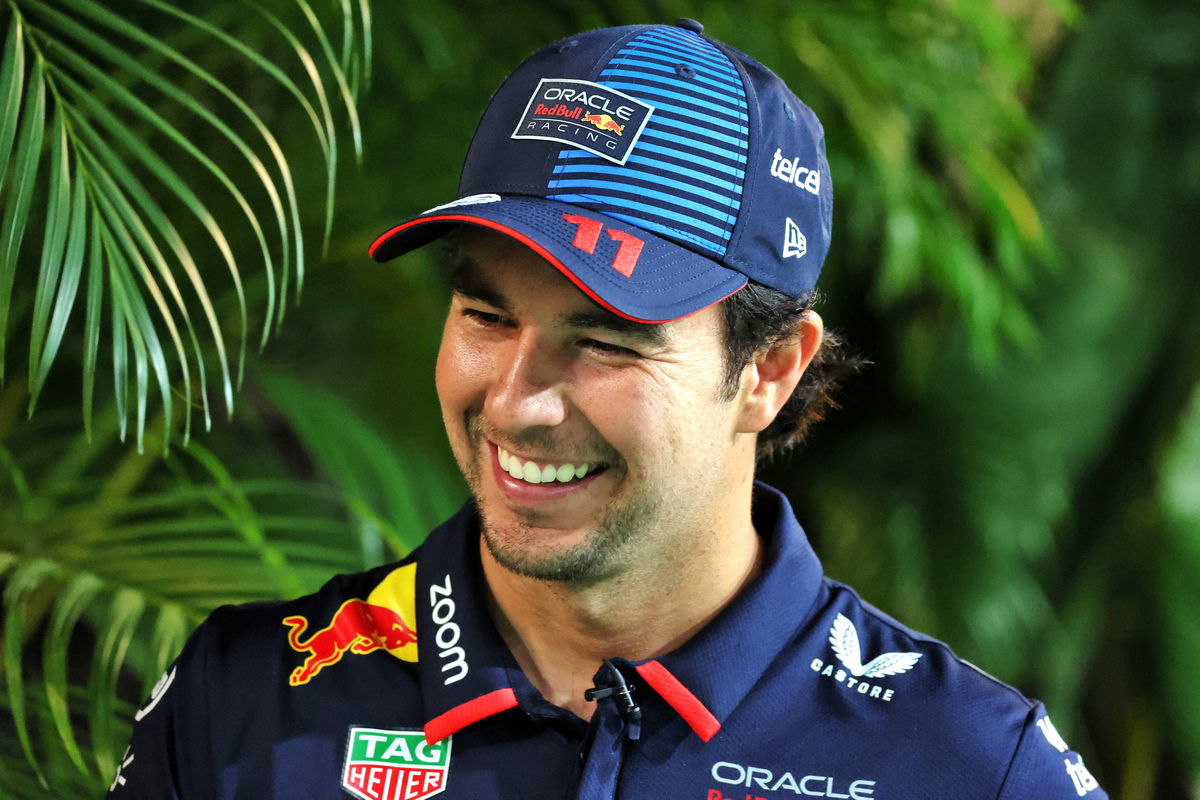 Sergio Perez has taken aim at rumours surrounding his F1 future via a cheeky post on social media. Image: Rew / XPB Images