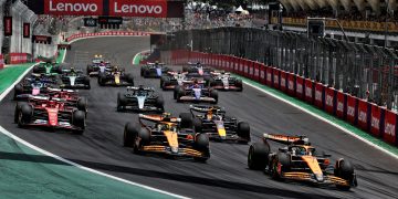 Oscar Piastri has handed Lando Norris victory in the Sao Paulo Grand Prix Sprint as McLaren delivered a one-two result ahead of Max Verstappen. Image: Charniaux / XPB Images