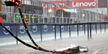 Heaving rain around the Interlagos circuit has delayed the start of qualifying for the Sao Paulo Grand Prix. Image: Charniaux / XPB Images